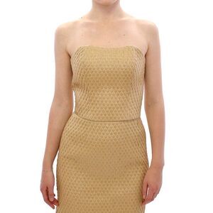 Andrea Incontri Brocade Cocktail Dress Women Beige Tops & T-Shirts